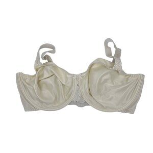 Chantelle Womens Ivory Satin Underwire Bra 40DDD Full Coverage Adjustable Straps